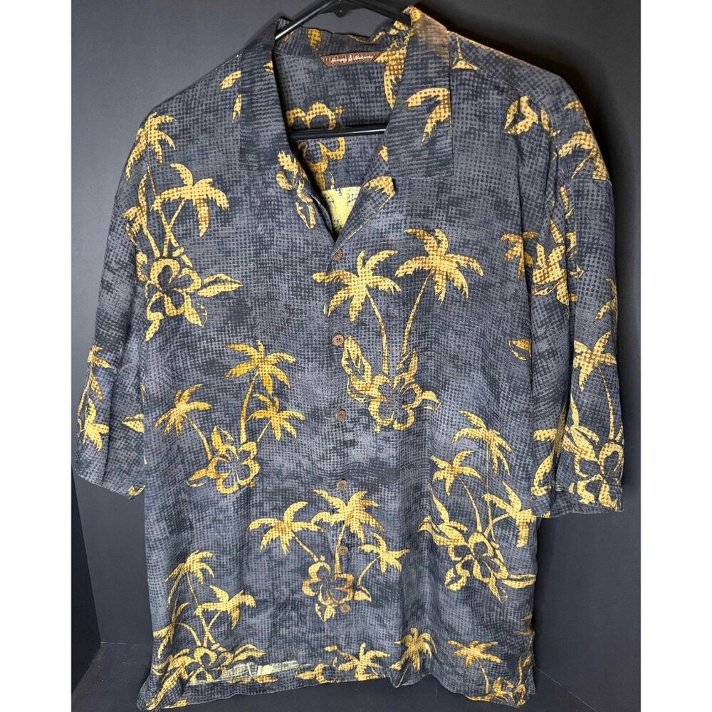 Tommy Bahama Tropical Hawaiian Digital Palms AOP Mens XL Silk Shirt